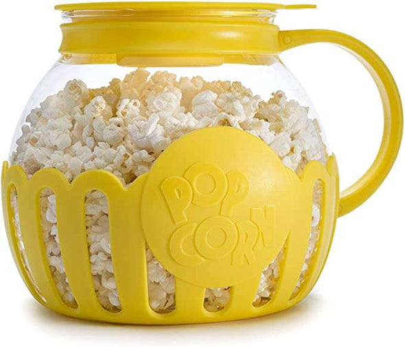 Small 1.5qt Yellow Micro-Pop Popcorn Popper on white background