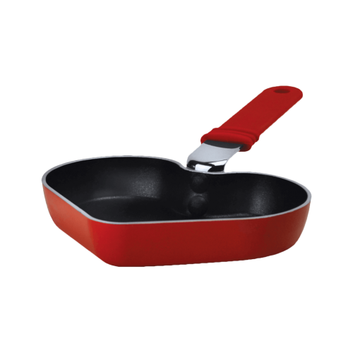 Mini Heart-Shaped Ceramic Frying Pan, 5 1/2 Inch, Red - Ecolution