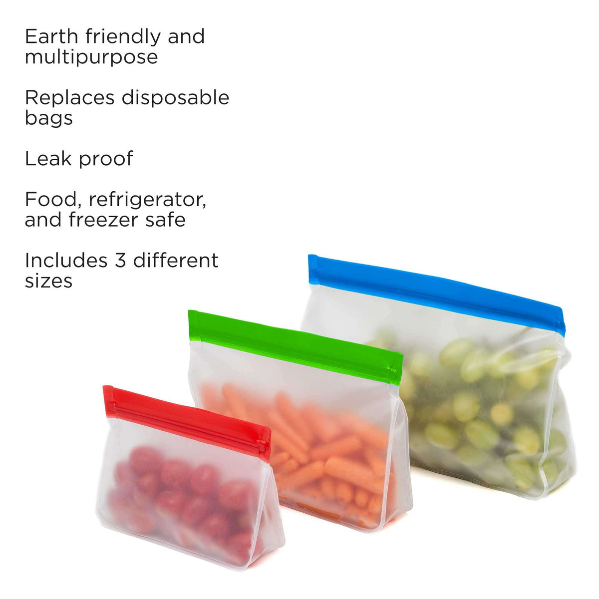 Ecolution 8-Pc Holiday Printed Stand Up Reusable Food Storage Bags 