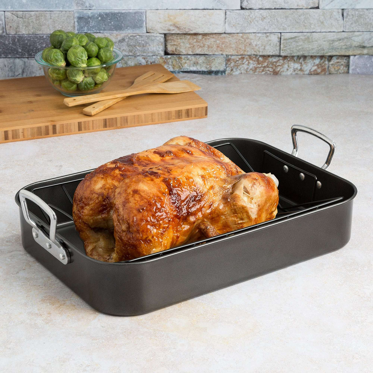 Turkey Roaster With Rack, 17 x 12, Black - Ecolution – Ecolution Cookware