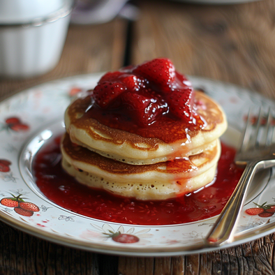 Delicious Ricotta Pancakes with Strawberry Compote