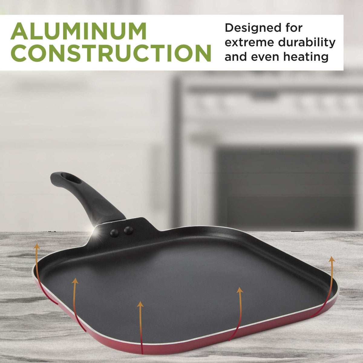 Easy Clean Non-Stick Griddle Pan, 10 Inch, Red - Ecolution – Ecolution ...