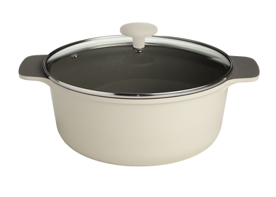 Aria Cast Aluminum Dutch Oven with Glass Lid – Charcoal or Cream - 4.3 Qt or 7 Qt - Ecolution