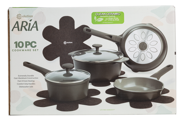 Aria 10-Piece Cast Aluminum Cookware Set - Ecolution