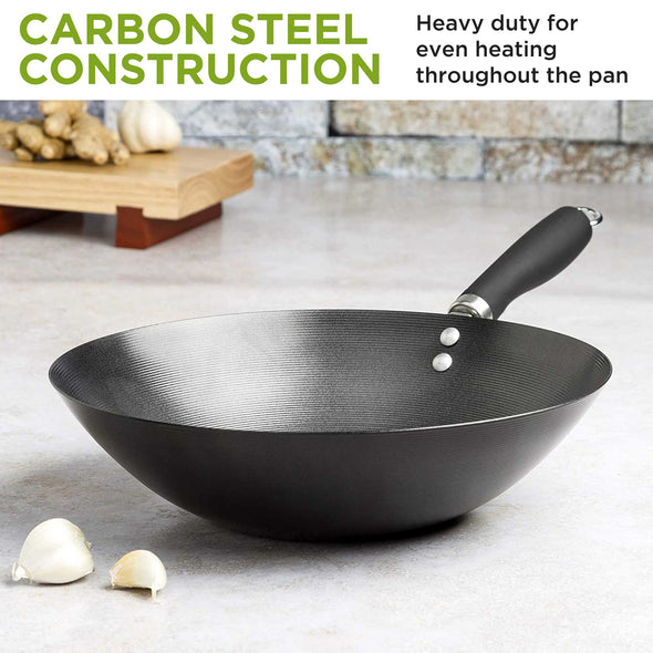 Carbon Steel Non-Stick Wok, 12 Inch - Ecolution