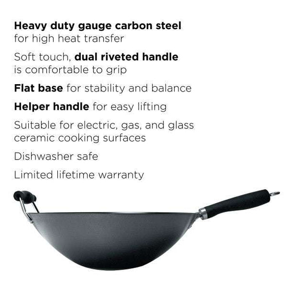 14 Inch Wok with features on white background