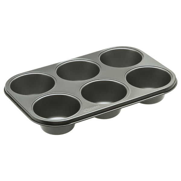 Ecolution Bakeins 6 Cup Muffin and Cupcake Pan – PFOA, BPA, and PTFE Free Non-Stick Coating – Heavy Duty Carbon Steel – Dishwasher Safe – Gray