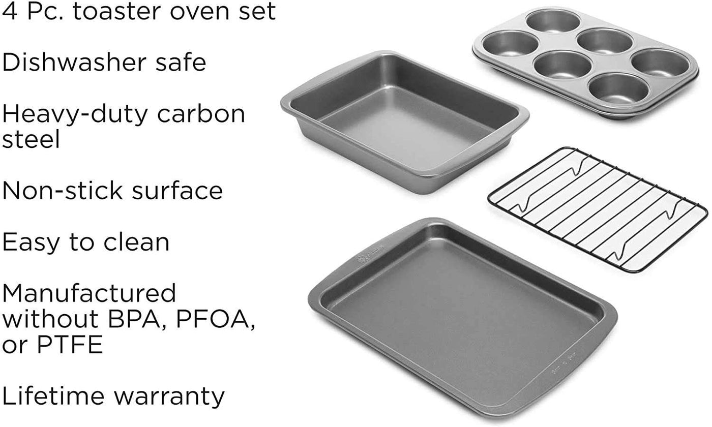 Ecolution Bakeins Lasagna and Roasting Pan – PFOA, BPA, and PTFE Free Non-Stick Coating – Heavy Duty Carbon Steel – Dishwasher Safe – Gray –