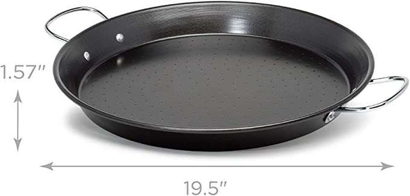 Sol Carbon Steel Non-Stick Paella Pan dimensions on white background