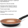Bliss 11" Fry Pan - Matte Black / Copper on white background with features