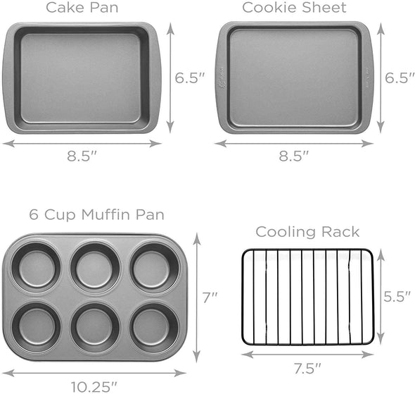 BakeIns Toaster Oven Set dimensions on white background