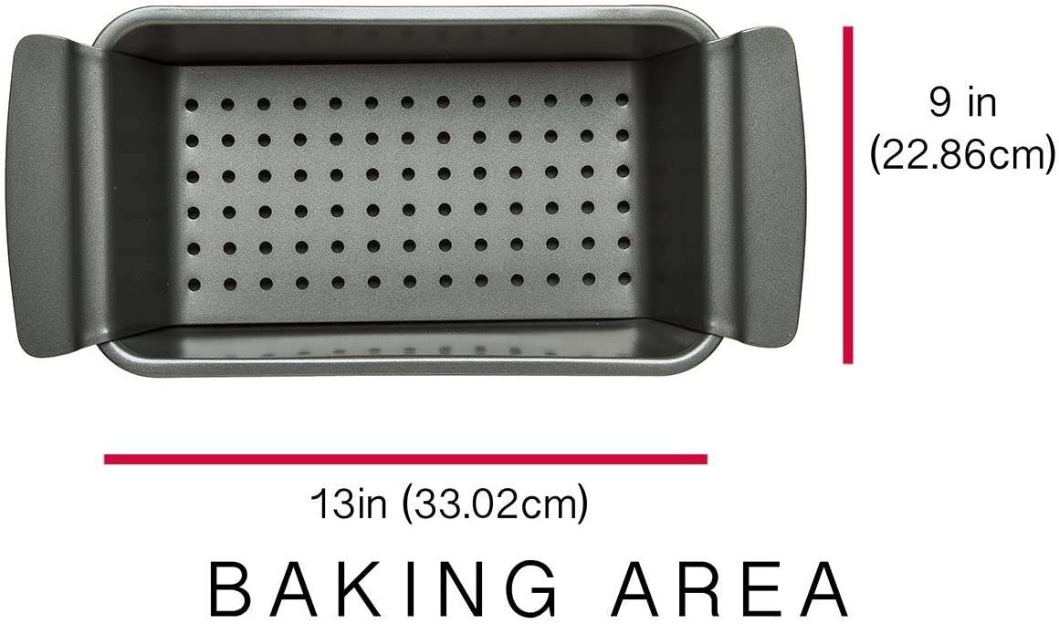 Ecolution Bakeins Large Loaf Pan - PFOA BPA and PTFE Free Non-Stick Coating - Heavy Duty Carbon Steel - Dishwasher Safe - Gray