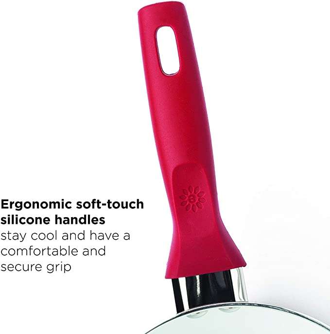  Ecolution Bliss 9.5 Inch Non-Stick Ceramic Fry Multipurpose  Use, Silicone Stay Cool Handle, Easy Clean, Chef Pan, Red: Home & Kitchen