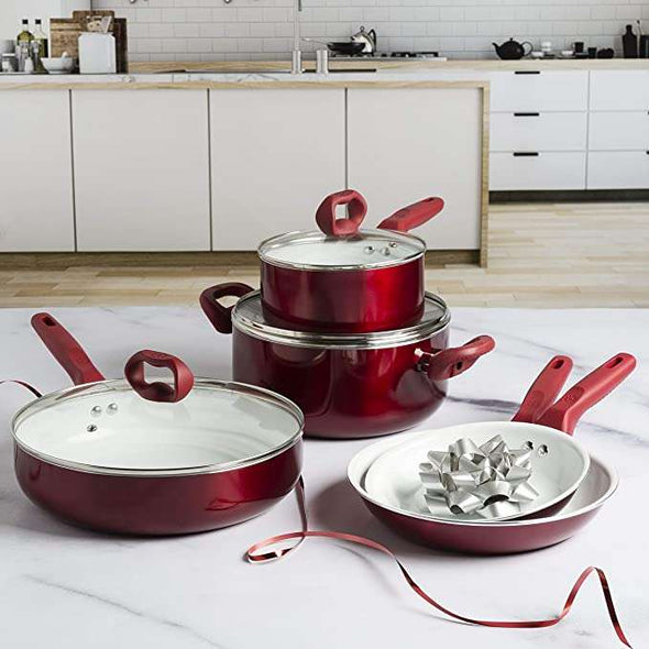 Bliss Non-Stick Ceramic Cookware Set on countertop in lifestyle setting