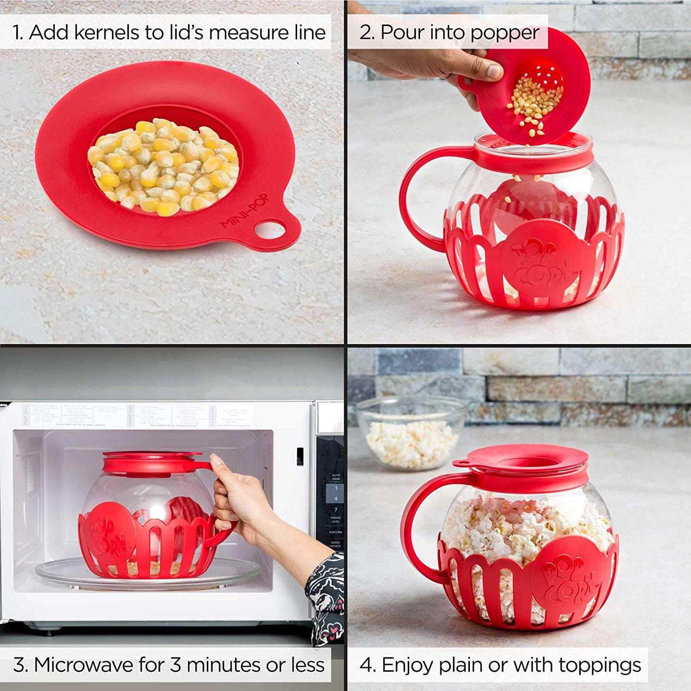 Ecolution Micro-Pop 3 Qt Microwave Popcorn Popper Glass - Color May Vary