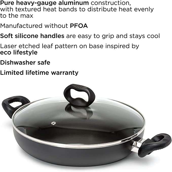 Ecolution Evolve Chef Pan, Deep, Black, Non-Stick, 11 Inch