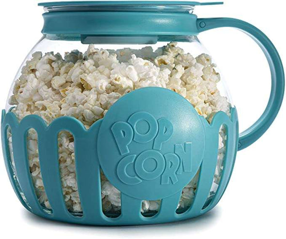Small 1.5qt Teal Micro-Pop Popcorn Popper on white background