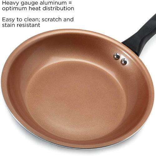  Ecolution Bliss 9.5 Inch Non-Stick Ceramic Fry Multipurpose  Use, Silicone Stay Cool Handle, Easy Clean, Chef Pan, Red: Home & Kitchen