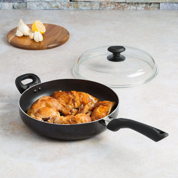 Non-Stick Chicken Fryer With High Dome Glass Lid in lifestyle setting