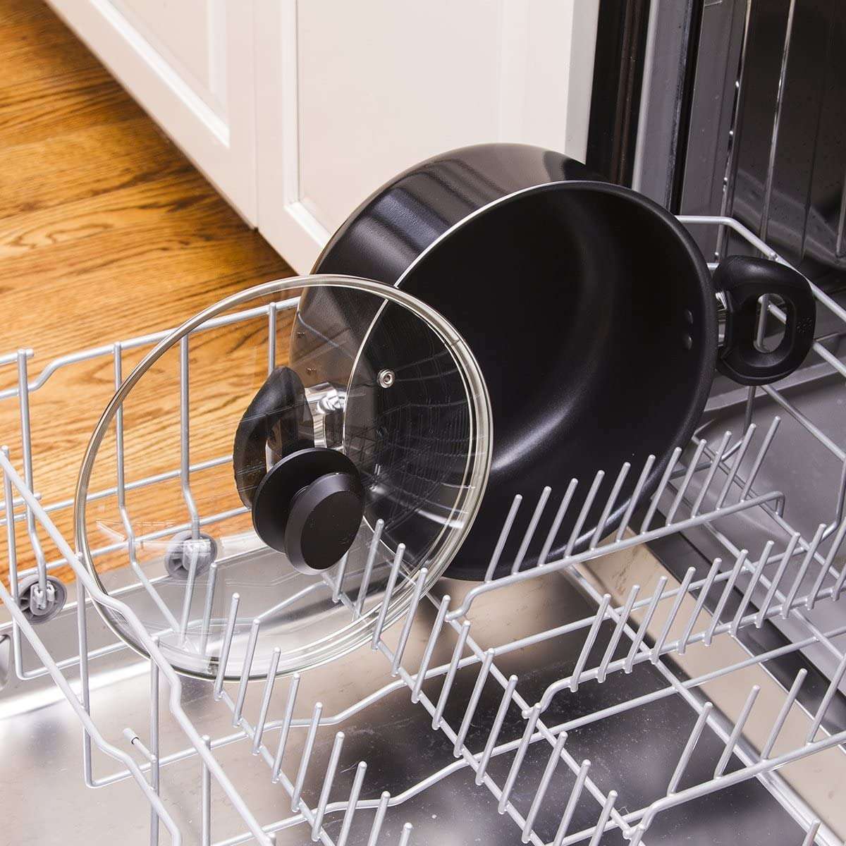 Ecolution Evolve 8 Piece Non-Stick Aluminum Cookware Set, Dishwasher Safe,  Black 