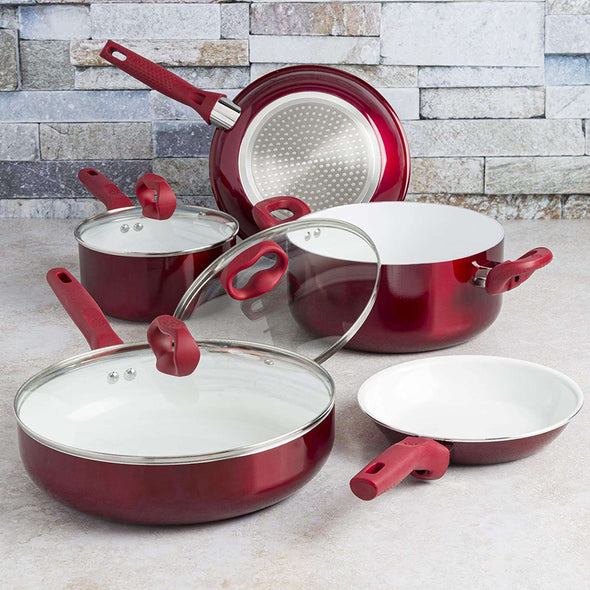 Bliss Non-Stick Ceramic Cookware Set on countertop in lifestyle setting