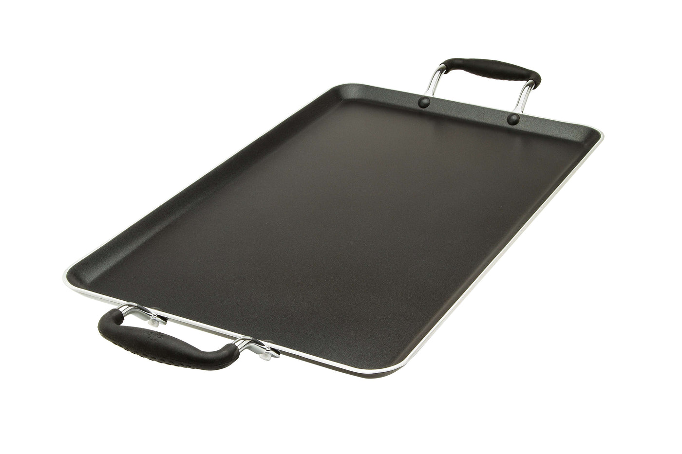 IMUSA Nonstick Double Burner Griddle with Metal Handles 18 inch, Black