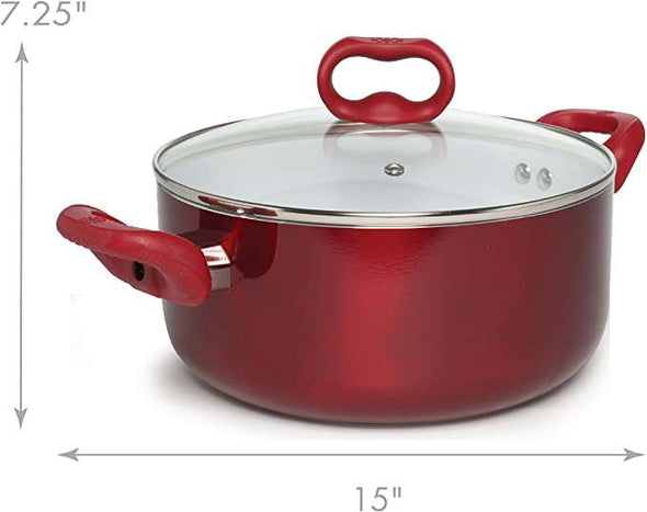 Bliss Ceramic Non-Stick Dutch Oven on white background with dimensions