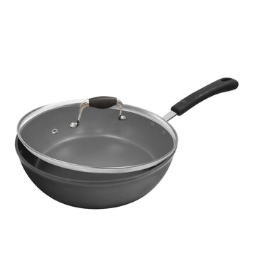 Symphony Forged Deep Saute Pan With Glass Lid on white background