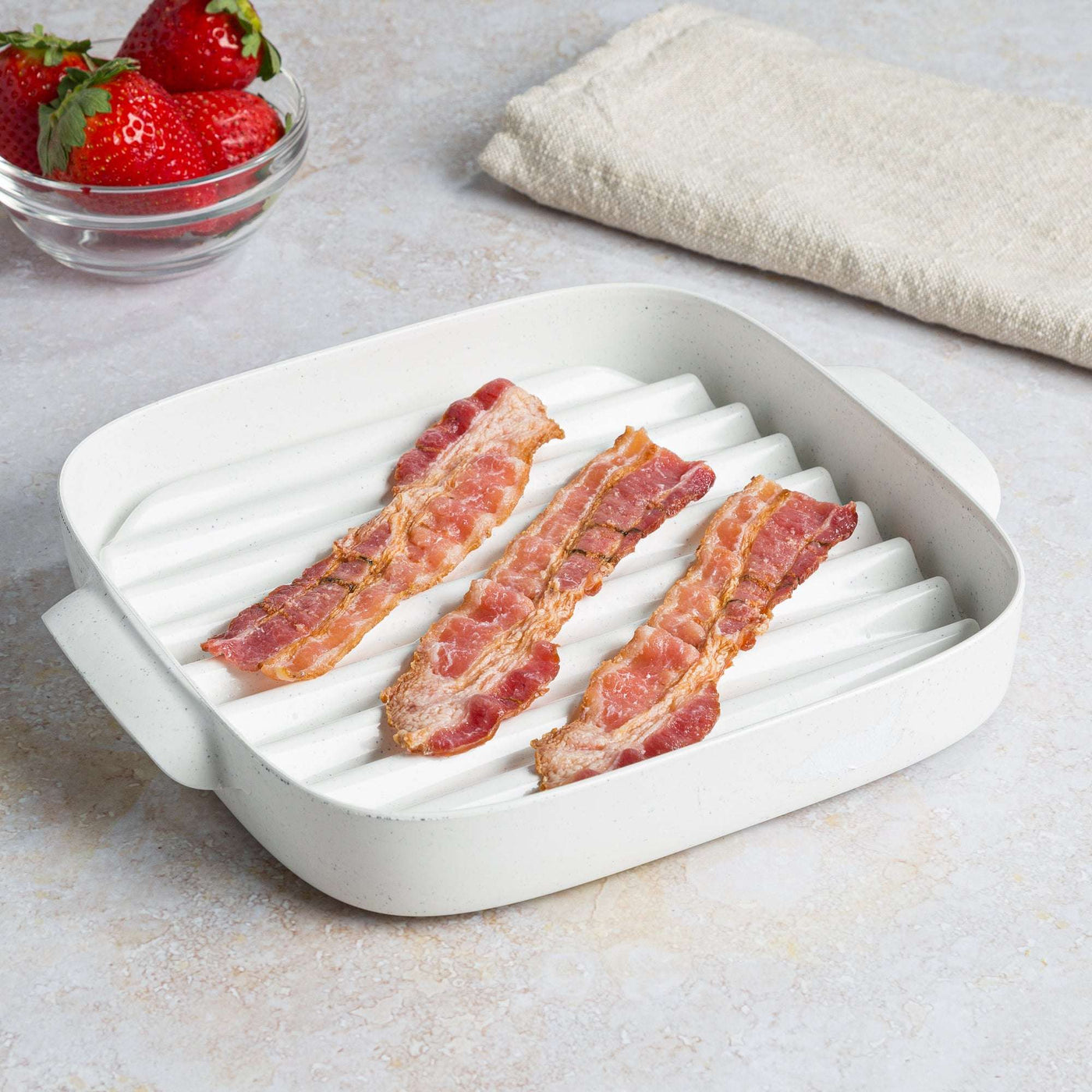 2 Microwave Bacon Tray Square Defroster Pan Bacon Grill Microwave