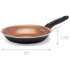 Bliss 11" Fry Pan - Matte Black / Copper on white background with dimensions